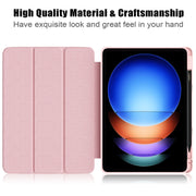For Xiaomi Pad 6S Pro 12.4 Acrylic 3-Fold Solid Color Smart Leather Tablet Case(Pink)
