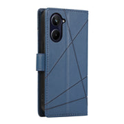 For Realme 10 Pro 5G PU Genuine Leather Texture Embossed Line Phone Case(Blue)