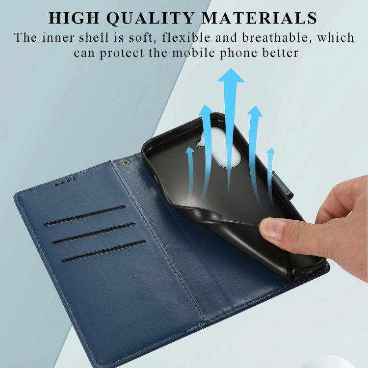 For Realme 10 Pro 5G PU Genuine Leather Texture Embossed Line Phone Case(Blue)