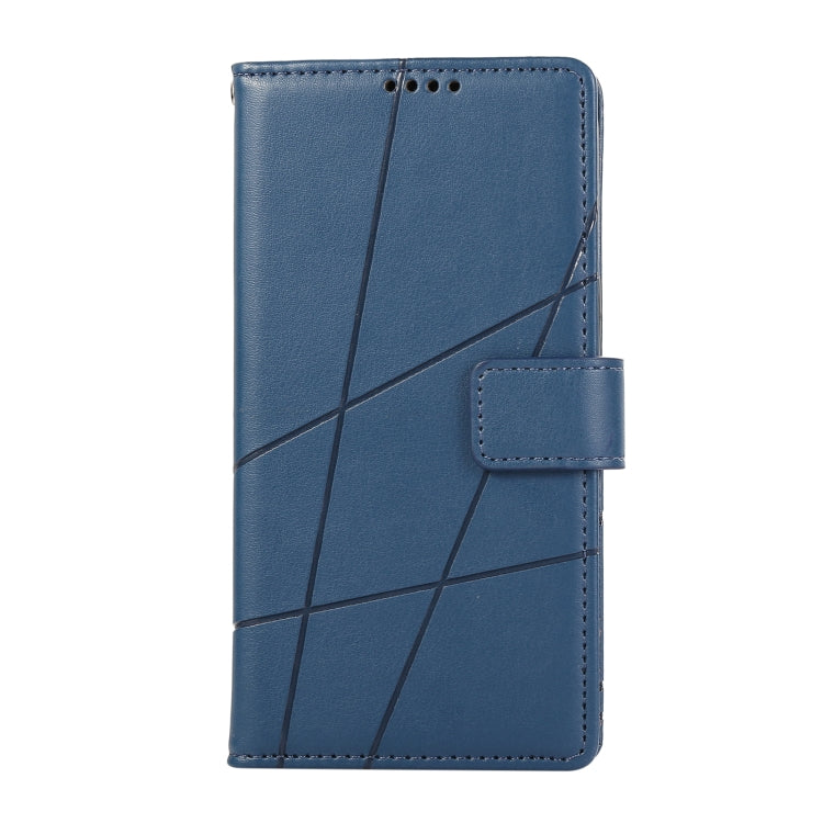 For Realme 12 5G PU Genuine Leather Texture Embossed Line Phone Case(Blue)