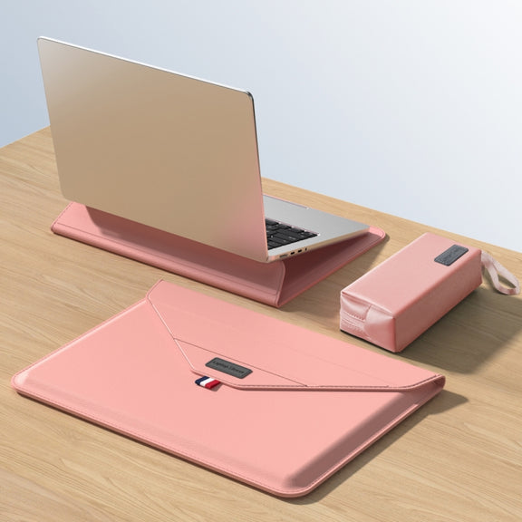 For 13/14 inch Envelope Holder Laptop Sleeve Bag with Accessories Bag(Pink)