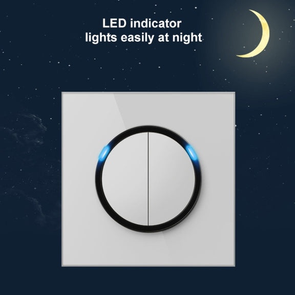 86mm Round LED Tempered Glass Switch Panel, White Round Glass, Style:Three Billing Control