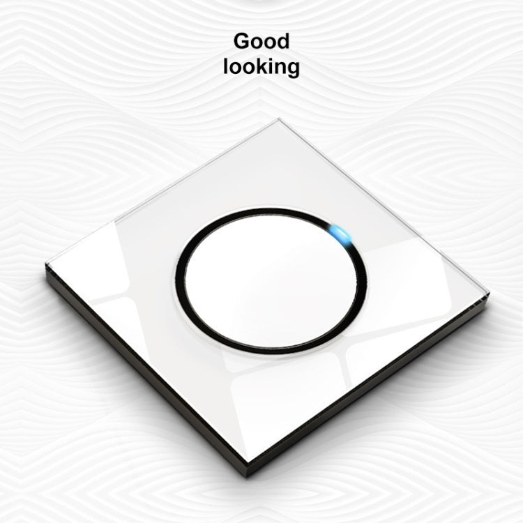 86mm Round LED Tempered Glass Switch Panel, White Round Glass, Style:One Open Multiple Control