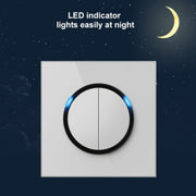 86mm Round LED Tempered Glass Switch Panel, White Round Glass, Style:One Open Multiple Control