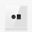 86mm Round LED Tempered Glass Switch Panel, White Round Glass, Style:TV-Computer Socket - Switch by PMC TechLife | Online Shopping South Africa | PMC TechLife | Buy Now Pay Later Mobicred