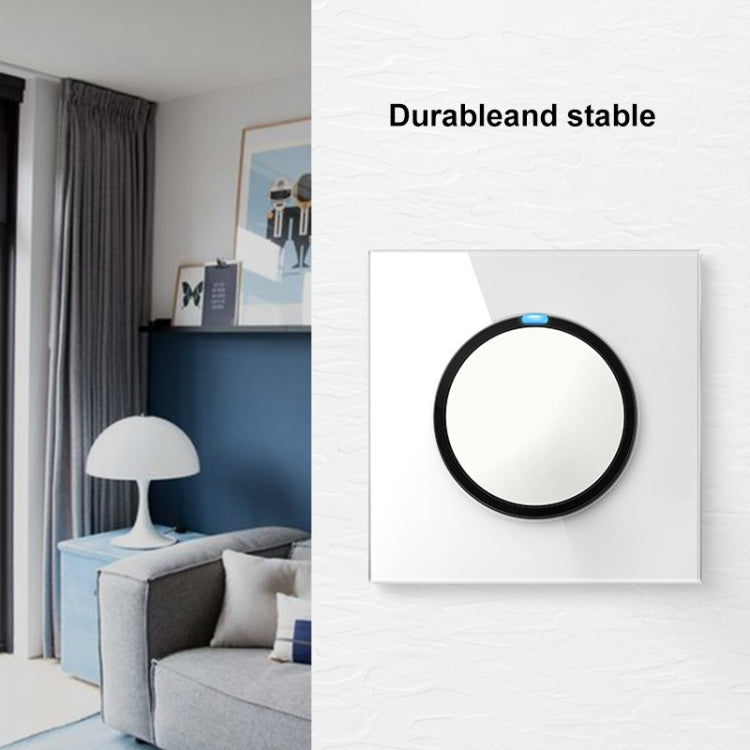 86mm Round LED Tempered Glass Switch Panel, White Round Glass, Style:Telephone-Computer Socket