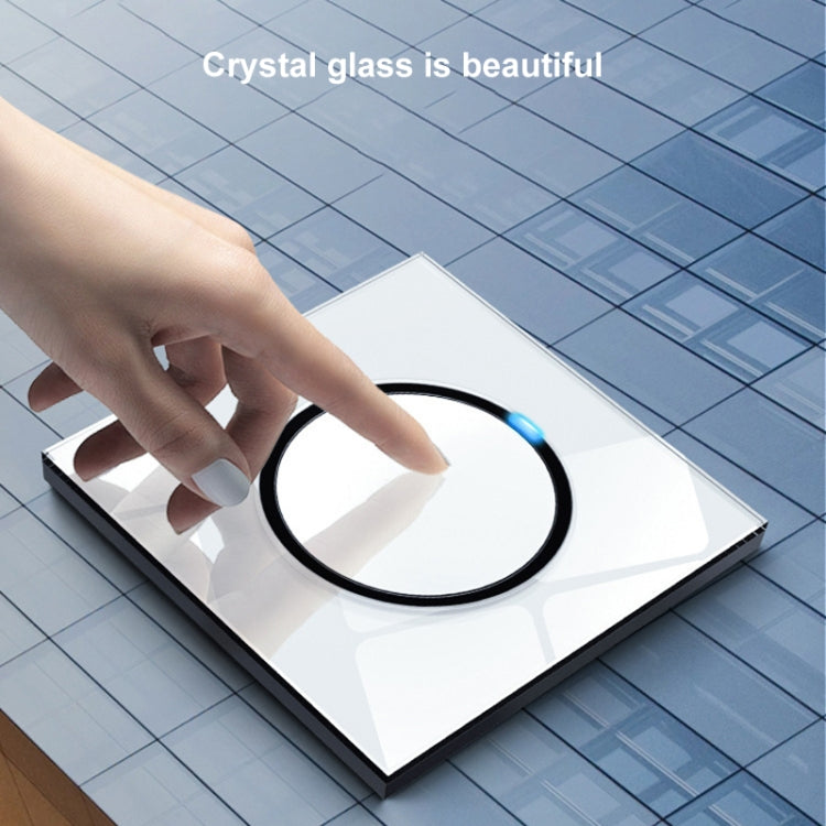 86mm Round LED Tempered Glass Switch Panel, White Round Glass, Style:Computer Socket