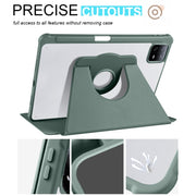For Xiaomi Pad 6 Pro / Pad 6 Acrylic 360 Degree Rotation Holder Tablet Leather Case(Dark Green)