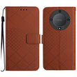 For Honor X9b Rhombic Grid Texture Leather Phone Case(Brown) - Honor Cases by PMC TechLife | Online Shopping South Africa | PMC TechLife | Buy Now Pay Later Mobicred