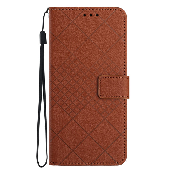 For Honor X9b Rhombic Grid Texture Leather Phone Case(Brown)