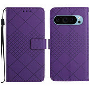 For Google Pixel 9 Pro Rhombic Grid Texture Leather Phone Case(Purple)