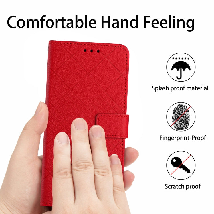 For Google Pixel 9 Pro Rhombic Grid Texture Leather Phone Case(Red)