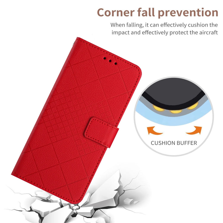 For Google Pixel 9 Pro Rhombic Grid Texture Leather Phone Case(Red)