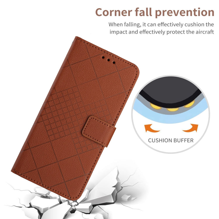 For Google Pixel 9 Pro Rhombic Grid Texture Leather Phone Case(Brown)