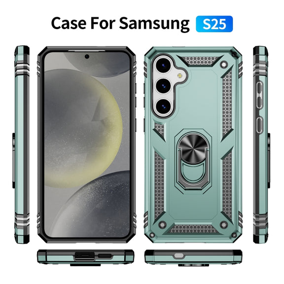 For Samsung Galaxy S25 5G Shockproof TPU + PC Phone Case(Dark Green)