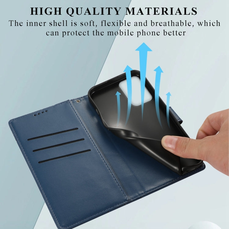 For Motorola Moto G Stylus 5G 2024 PU Genuine Leather Texture Embossed Line Phone Case(Blue)