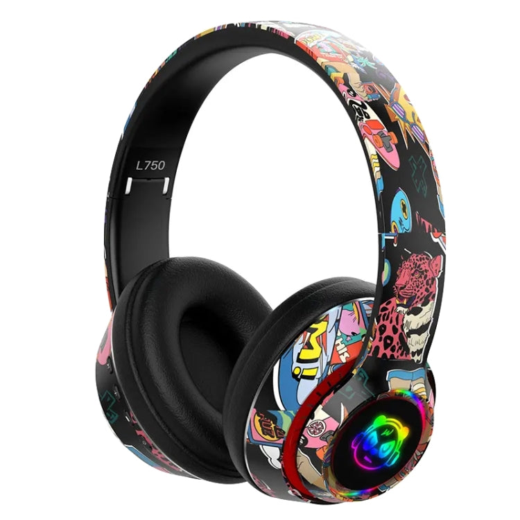 L750 3 in 1 RGB Graffiti Pattern Wireless Gaming Noise Reduction Headset(Black)