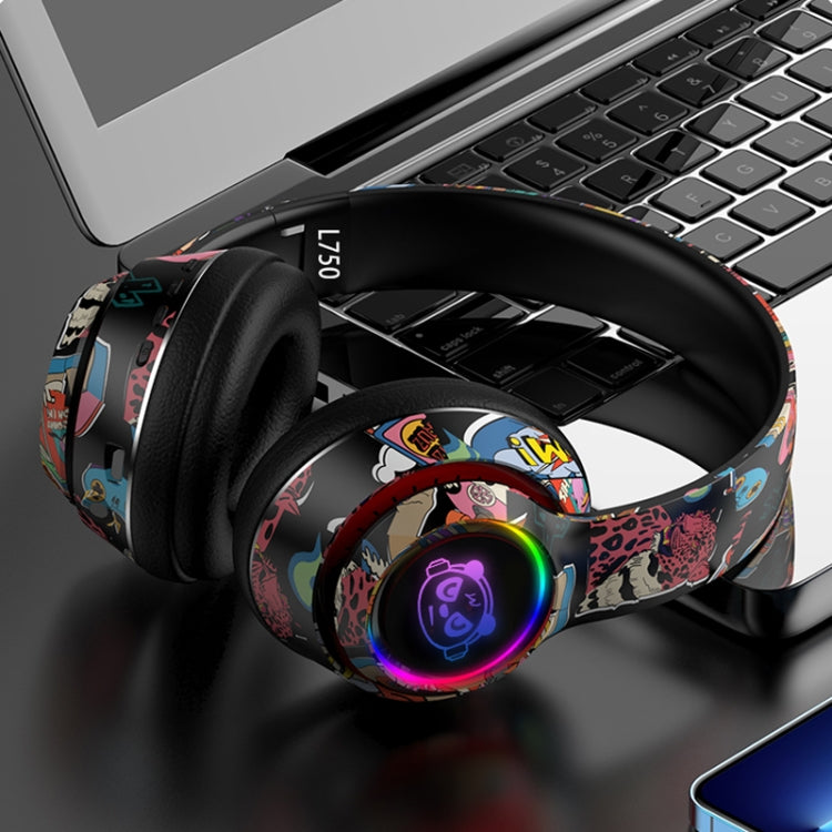 L750 3 in 1 RGB Graffiti Pattern Wireless Gaming Noise Reduction Headset(Black)