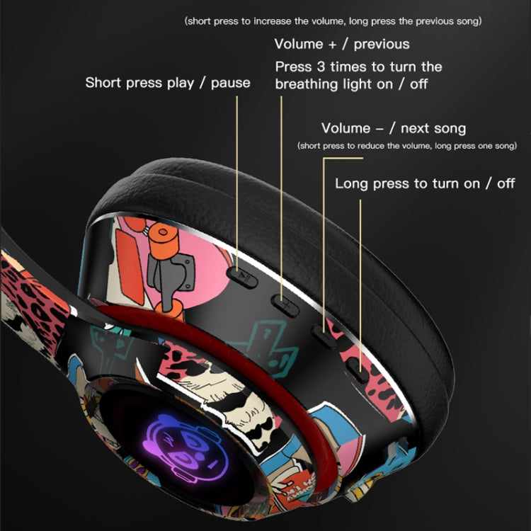 L750 3 in 1 RGB Graffiti Pattern Wireless Gaming Noise Reduction Headset(Black)