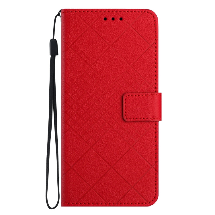 For Motorola Moto G Play 5G 2024 Rhombic Grid Texture Leather Phone Case(Red)