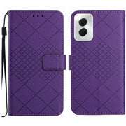 For Motorola Moto G Power 5G 2024 Rhombic Grid Texture Leather Phone Case(Purple)