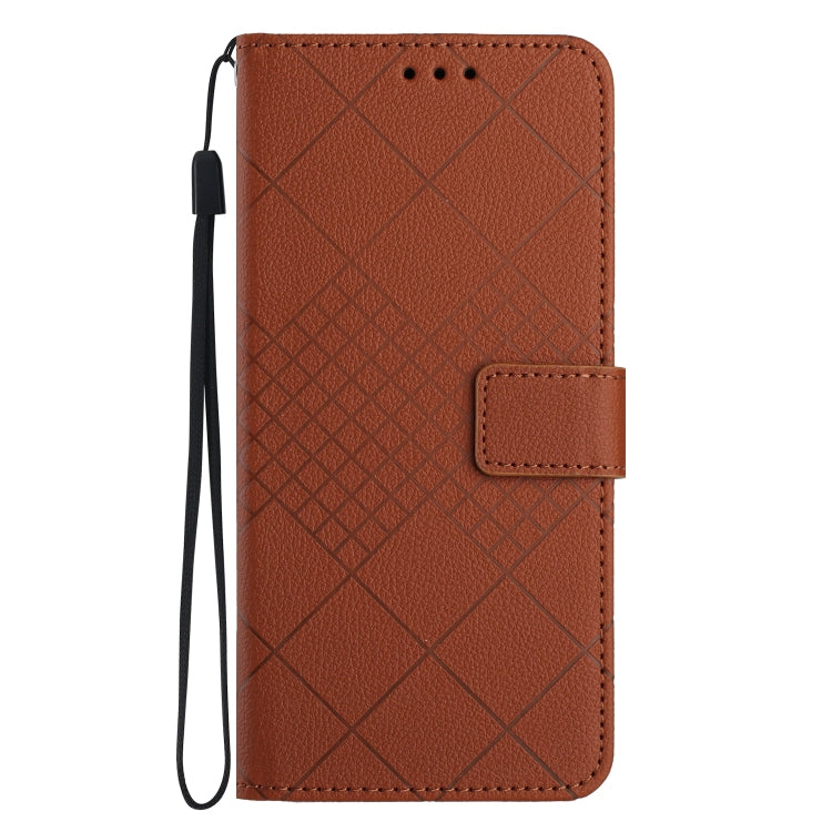 For Motorola Moto G Power 5G 2024 Rhombic Grid Texture Leather Phone Case(Brown)