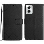 For Motorola Moto G Power 5G 2024 Rhombic Grid Texture Leather Phone Case(Black)