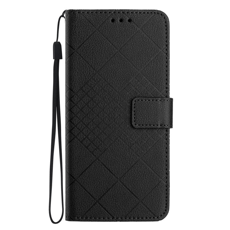 For Motorola Moto G Power 5G 2024 Rhombic Grid Texture Leather Phone Case(Black)