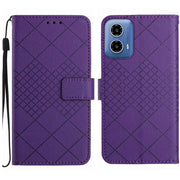 For Motorola Edge 5G 2024 Rhombic Grid Texture Leather Phone Case(Purple)