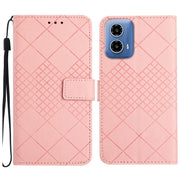 For Motorola Edge 5G 2024 Rhombic Grid Texture Leather Phone Case(Pink)