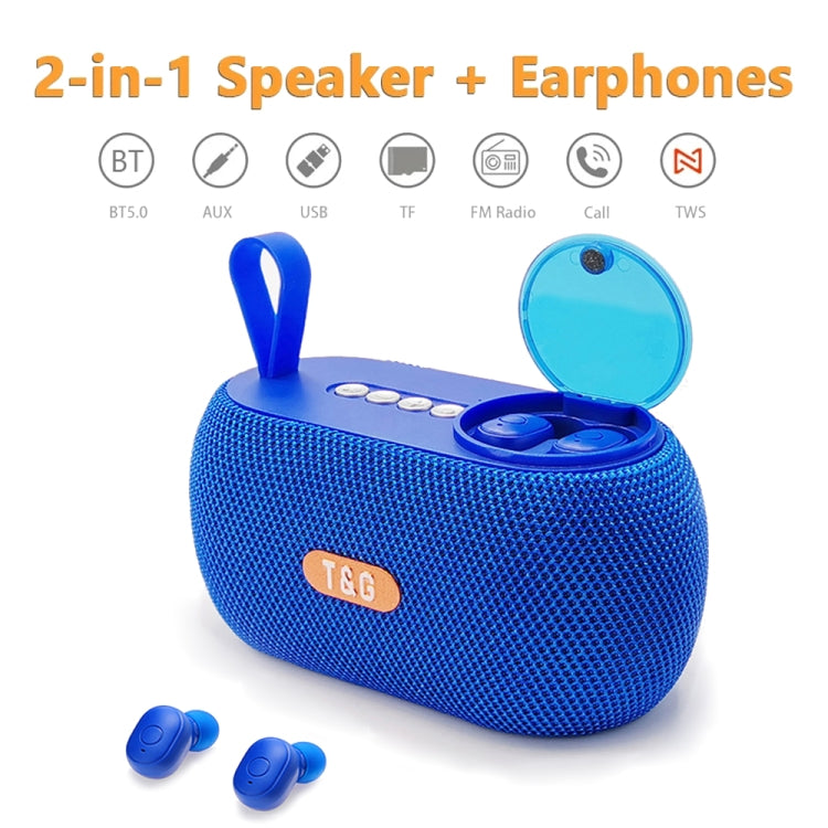 T&G TG810 2 in 1 Portable Outdoor Speaker + Mini Wireless Bluetooth Earphone(Blue)