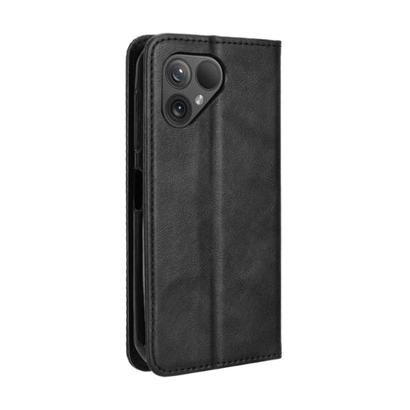 For Fairphone 5 Magnetic Buckle Retro Texture Leather Phone Case(Black)