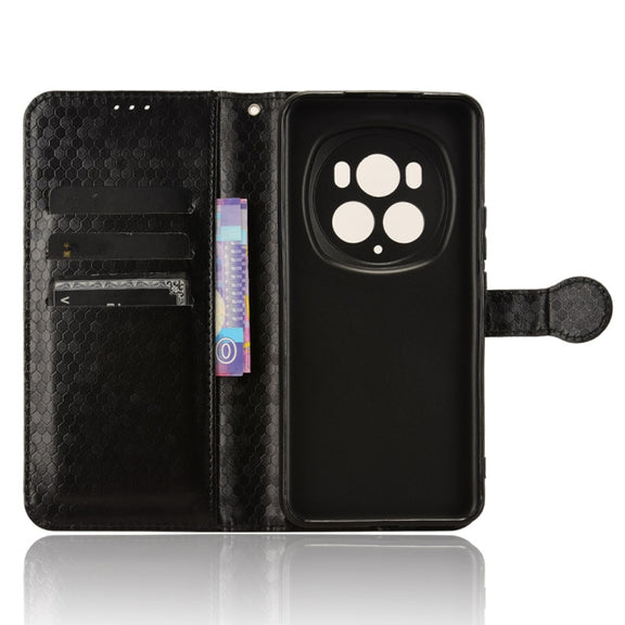 For Honor Magic6 Pro Honeycomb Dot Texture Leather Phone Case(Black)