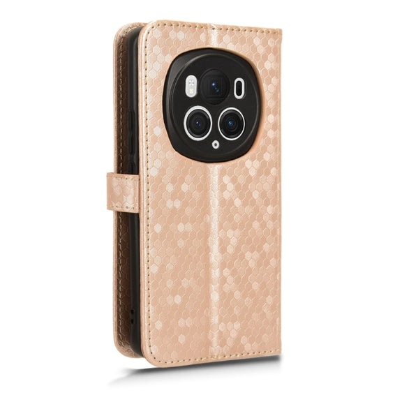 For Honor Magic6 Pro Honeycomb Dot Texture Leather Phone Case(Gold)