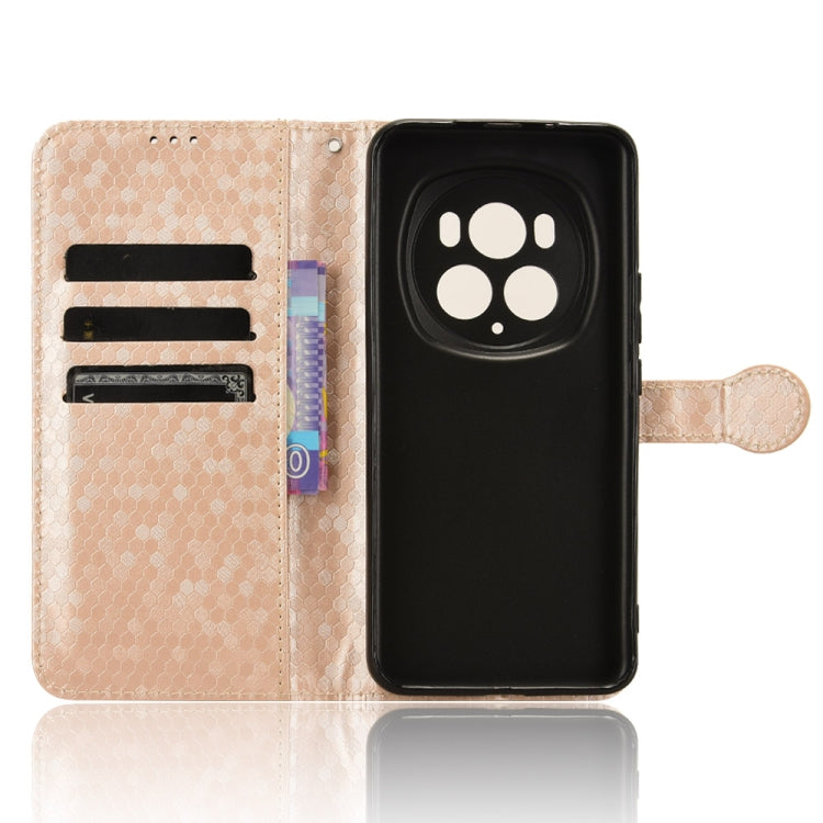 For Honor Magic6 Pro Honeycomb Dot Texture Leather Phone Case(Gold)