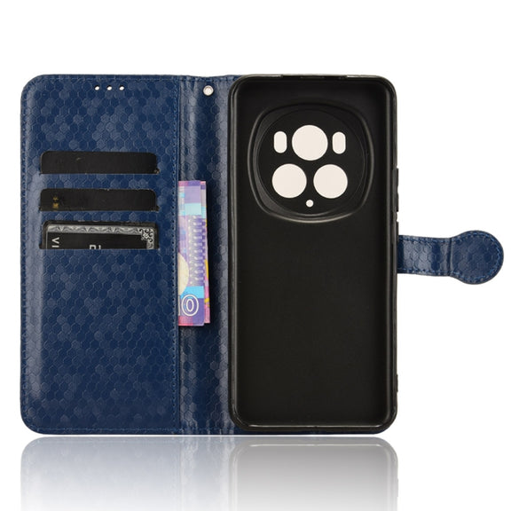 For Honor Magic6 Pro Honeycomb Dot Texture Leather Phone Case(Blue)