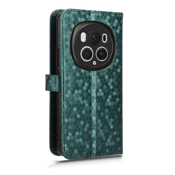 For Honor Magic6 Pro Honeycomb Dot Texture Leather Phone Case(Green)