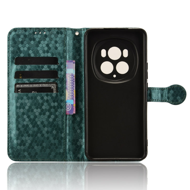 For Honor Magic6 Pro Honeycomb Dot Texture Leather Phone Case(Green)
