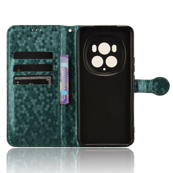 For Honor Magic6 Pro Honeycomb Dot Texture Leather Phone Case(Green)