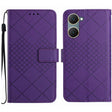 For vivo Y03 4G Rhombic Grid Texture Leather Phone Case(Purple) - vivo Cases by PMC TechLife | Online Shopping South Africa | PMC TechLife | Buy Now Pay Later Mobicred