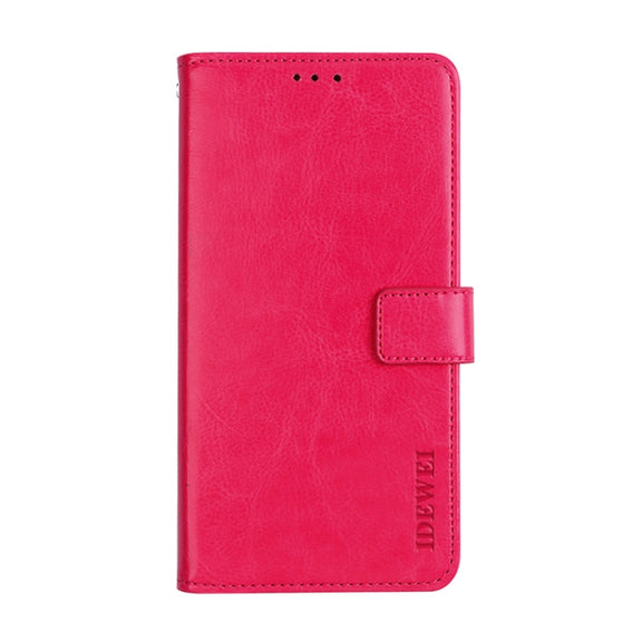 For Ulefone Note 8P idewei Crazy Horse Texture Horizontal Flip Leather Case with Holder & Card Slots & Wallet(Rose Red)