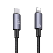 USAMS US-SJ662 Type-C To 8 Pin 30W Fast Charge Data Cable, Length: 1.2m(Black)