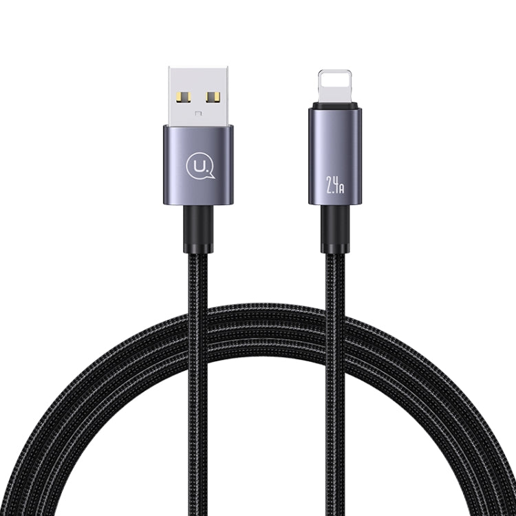 USAMS US-SJ667 USB To 8 Pin 2.4A Fast Charge Data Cable, Length: 1.2m(Black)