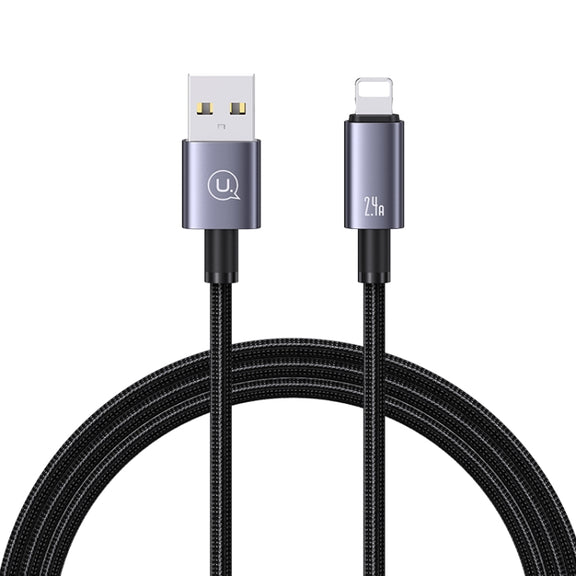 USAMS US-SJ667 USB To 8 Pin 2.4A Fast Charge Data Cable, Length: 1.2m(Black)