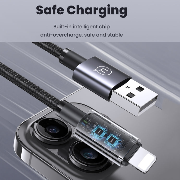USAMS US-SJ669 USB To 8 Pin 2.4A Fast Charge Data Cable, Length: 2m(Black)