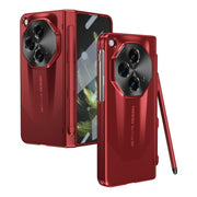 For OPPO Find N3 / OnePlus Open Integrated Frosted Electroplating Full Coverage Phone Case with Pen/Pen Slots(Red)