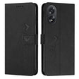 For OPPO A38 / Oppo A18 Skin Feel Heart Embossed Leather Phone Case with Long Lanyard(Black) - A18 Cases by PMC TechLife | Online Shopping South Africa | PMC TechLife