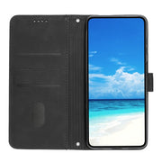 For OPPO A38 / Oppo A18 Skin Feel Heart Embossed Leather Phone Case with Long Lanyard(Black)
