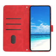For OPPO A38 / Oppo A18 Skin Feel Heart Embossed Leather Phone Case with Long Lanyard(Red)