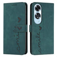 For OPPO A60 4G Skin Feel Heart Embossed Leather Phone Case with Long Lanyard(Green) - OPPO Cases by PMC TechLife | Online Shopping South Africa | PMC TechLife | Buy Now Pay Later Mobicred